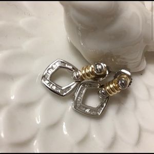 14k yellow / white gold diamond earrings